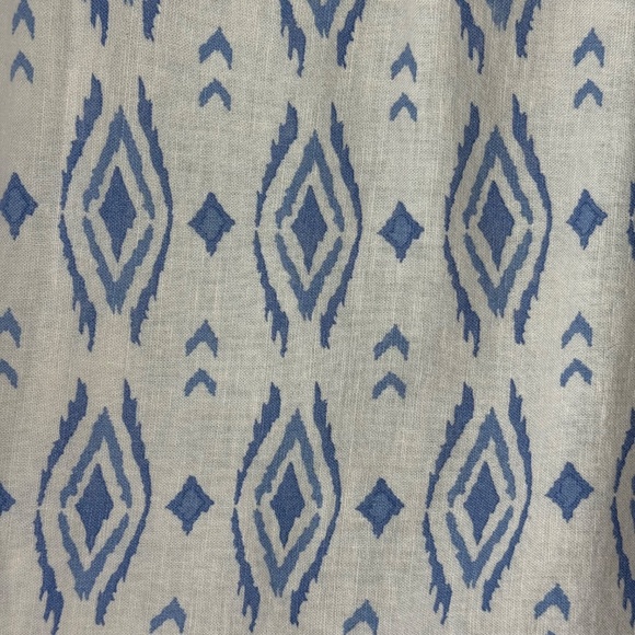 Artizan NY White & Blue Tribal Print Linen Blend 3/4 Sleeve Boho Tunic Size 2X - Picture 10 of 13